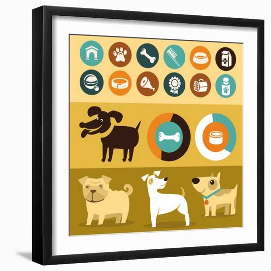 Infographics Elements - Dogs-venimo-Framed Art Print