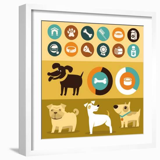 Infographics Elements - Dogs-venimo-Framed Art Print