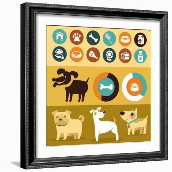 Infographics Elements - Dogs-venimo-Framed Art Print