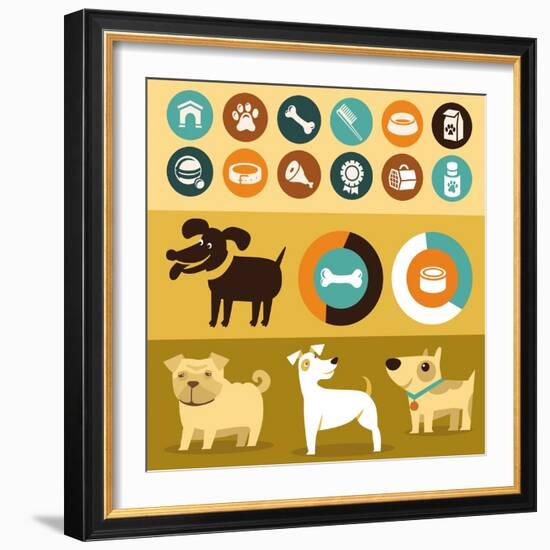 Infographics Elements - Dogs-venimo-Framed Art Print