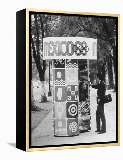 Information Booth for Olympic Games in Mexico City 1968-John Dominis-Framed Premier Image Canvas