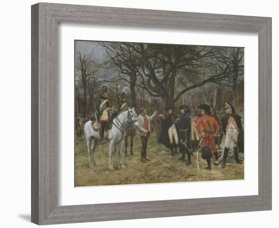 Information - General Desaix and the Peasant, 1867 (Oil on Panel)-Jean-Louis Ernest Meissonier-Framed Giclee Print