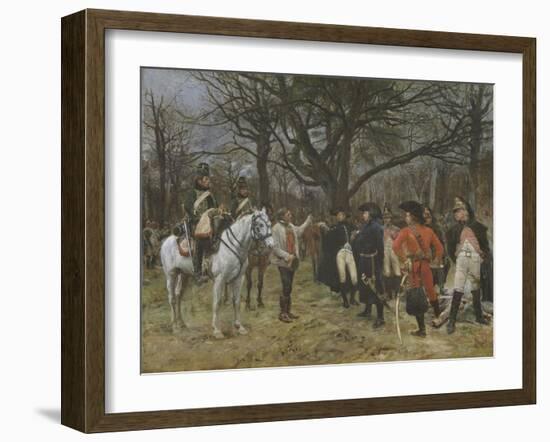 Information - General Desaix and the Peasant, 1867 (Oil on Panel)-Jean-Louis Ernest Meissonier-Framed Giclee Print