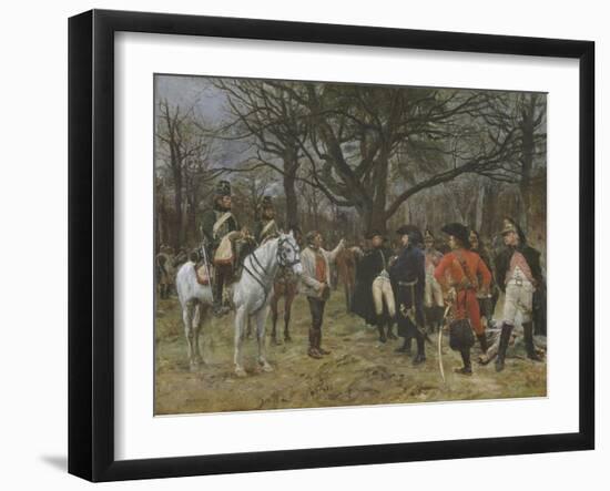 Information - General Desaix and the Peasant, 1867 (Oil on Panel)-Jean-Louis Ernest Meissonier-Framed Giclee Print