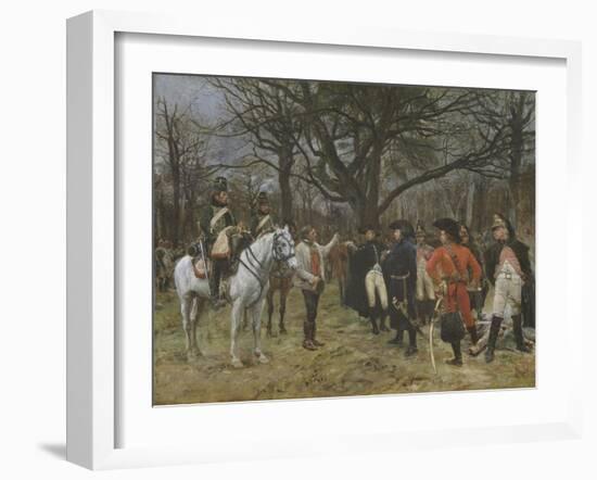 Information - General Desaix and the Peasant, 1867 (Oil on Panel)-Jean-Louis Ernest Meissonier-Framed Giclee Print