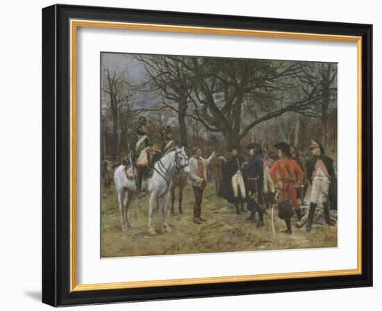 Information - General Desaix and the Peasant, 1867 (Oil on Panel)-Jean-Louis Ernest Meissonier-Framed Giclee Print