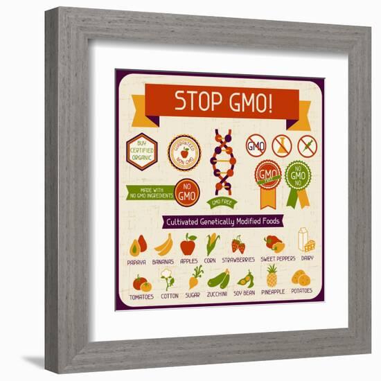 Information Poster Stop GMO!-incomible-Framed Art Print