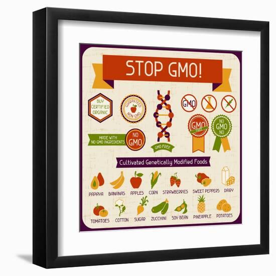 Information Poster Stop GMO!-incomible-Framed Art Print