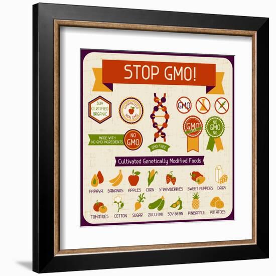 Information Poster Stop GMO!-incomible-Framed Art Print