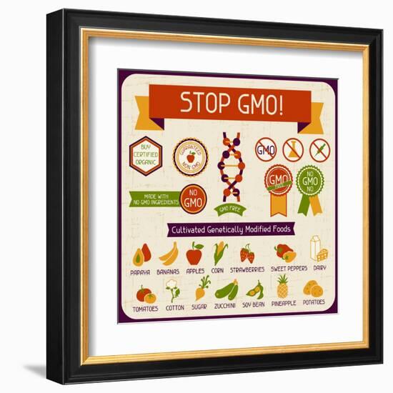 Information Poster Stop GMO!-incomible-Framed Art Print