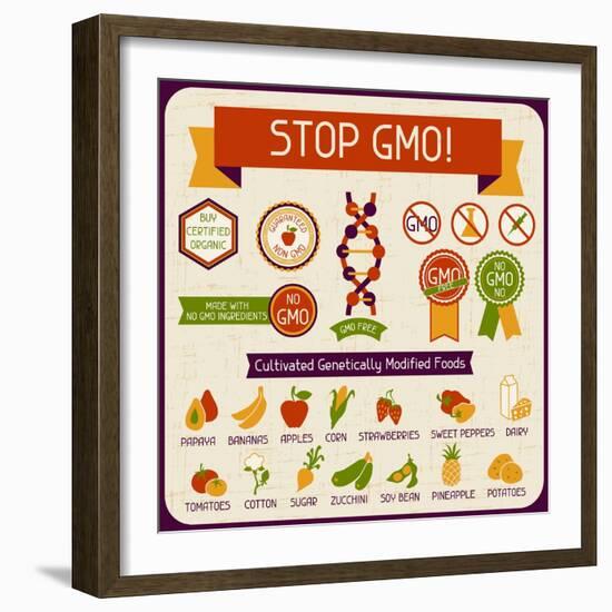 Information Poster Stop GMO!-incomible-Framed Art Print