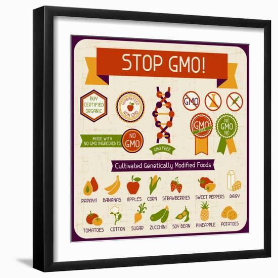 Information Poster Stop GMO!-incomible-Framed Art Print