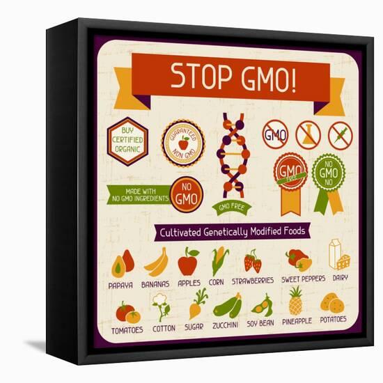 Information Poster Stop GMO!-incomible-Framed Stretched Canvas