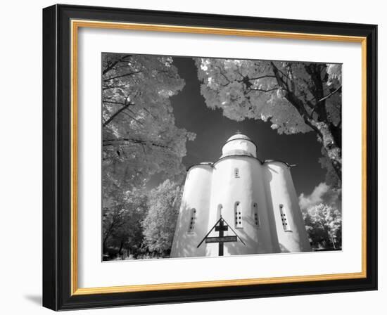 Infrared Image of Church of Assumption of Our Lady, Uspensky Convent, Staraya Ladoga, Russia-Nadia Isakova-Framed Photographic Print