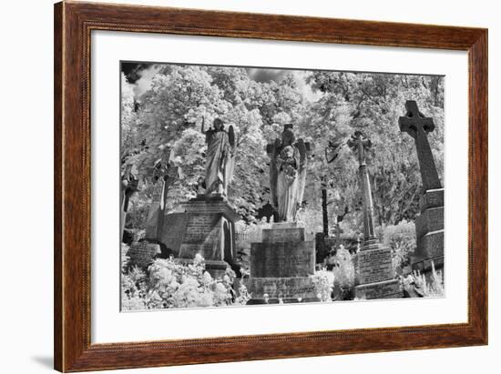 Infrared Image of the Graves in Highgate Cemetery, London, England, UK-Nadia Isakova-Framed Photographic Print