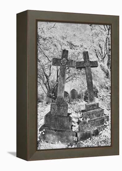 Infrared Image of the Graves in Highgate Cemetery, London, England, UK-Nadia Isakova-Framed Premier Image Canvas