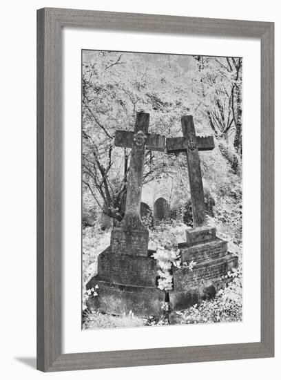 Infrared Image of the Graves in Highgate Cemetery, London, England, UK-Nadia Isakova-Framed Photographic Print