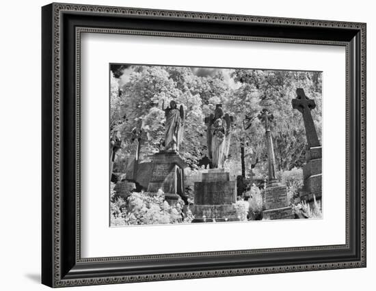 Infrared Image of the Graves in Highgate Cemetery, London, England, UK-Nadia Isakova-Framed Photographic Print