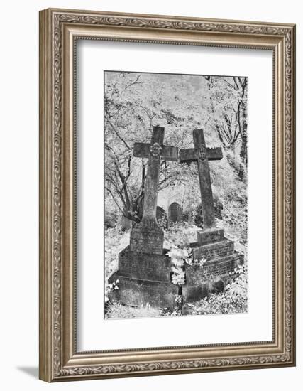 Infrared Image of the Graves in Highgate Cemetery, London, England, UK-Nadia Isakova-Framed Photographic Print