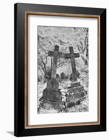 Infrared Image of the Graves in Highgate Cemetery, London, England, UK-Nadia Isakova-Framed Photographic Print