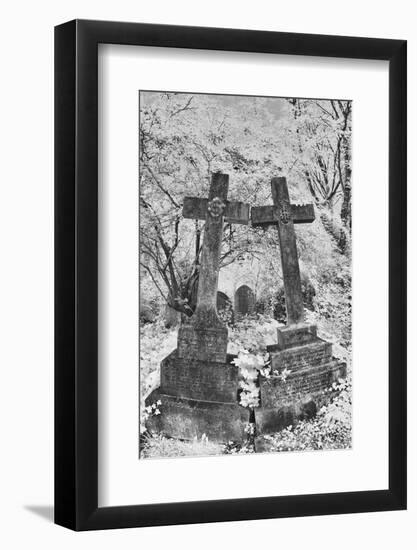 Infrared Image of the Graves in Highgate Cemetery, London, England, UK-Nadia Isakova-Framed Photographic Print
