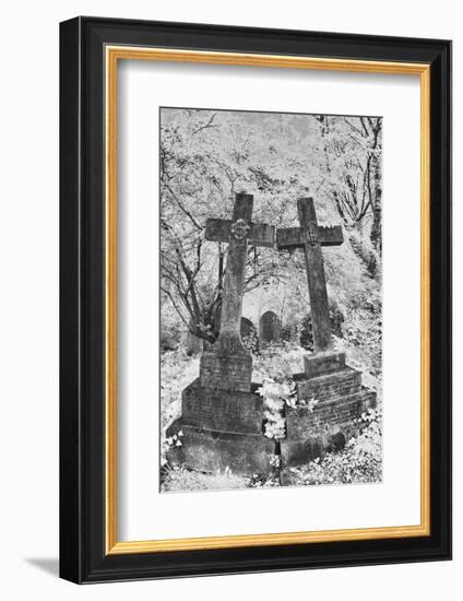 Infrared Image of the Graves in Highgate Cemetery, London, England, UK-Nadia Isakova-Framed Photographic Print