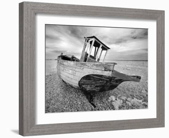 Infrared Image of the Old Fishing Boat, Dungeness, Kent, UK-Nadia Isakova-Framed Photographic Print