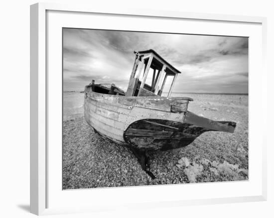 Infrared Image of the Old Fishing Boat, Dungeness, Kent, UK-Nadia Isakova-Framed Photographic Print