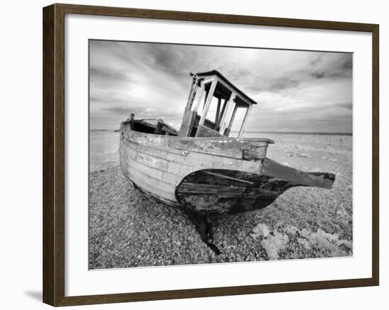 Infrared Image of the Old Fishing Boat, Dungeness, Kent, UK-Nadia Isakova-Framed Photographic Print