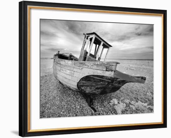 Infrared Image of the Old Fishing Boat, Dungeness, Kent, UK-Nadia Isakova-Framed Photographic Print