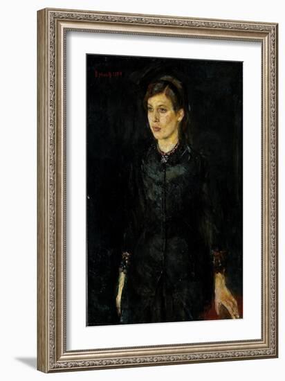 Inger Munch in Black, 1884 (Oil on Canvas)-Edvard Munch-Framed Giclee Print