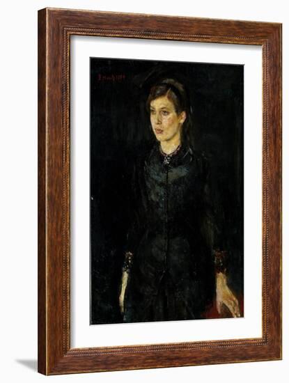 Inger Munch in Black, 1884 (Oil on Canvas)-Edvard Munch-Framed Giclee Print