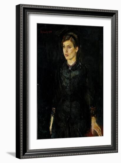 Inger Munch in Black, 1884 (Oil on Canvas)-Edvard Munch-Framed Giclee Print