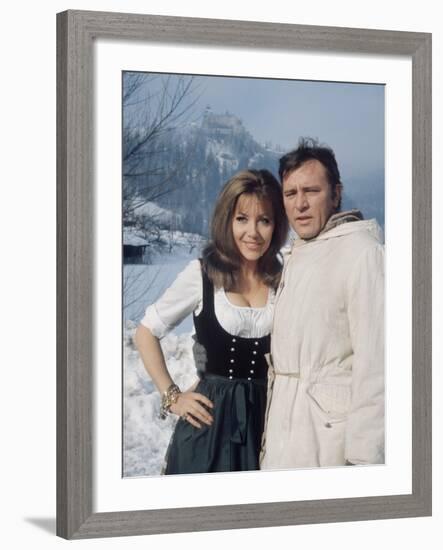 Ingrid Pitt as "Heidi" with Richard Burton During the Filming of the Movie "Where Eagles Dare"-Loomis Dean-Framed Premium Photographic Print