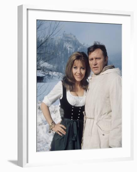 Ingrid Pitt as "Heidi" with Richard Burton During the Filming of the Movie "Where Eagles Dare"-Loomis Dean-Framed Premium Photographic Print