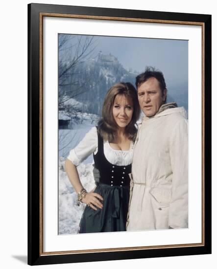 Ingrid Pitt as "Heidi" with Richard Burton During the Filming of the Movie "Where Eagles Dare"-Loomis Dean-Framed Premium Photographic Print