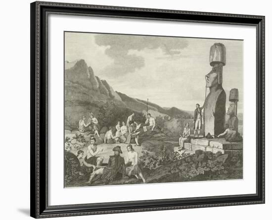 Inhabitants and Monuments of Easter Island-null-Framed Giclee Print