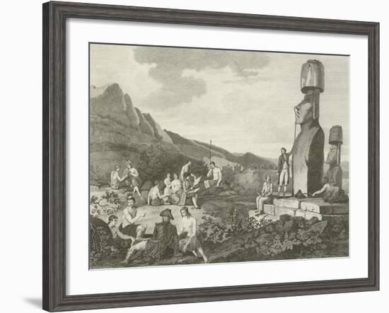 Inhabitants and Monuments of Easter Island-null-Framed Giclee Print