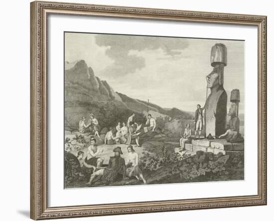 Inhabitants and Monuments of Easter Island-null-Framed Giclee Print