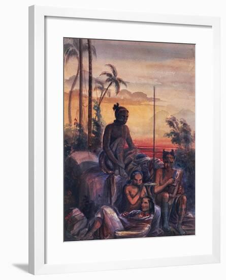 Inhabitants of Marquesas Islands, Watercolour by Maximilien Radiguet-null-Framed Giclee Print