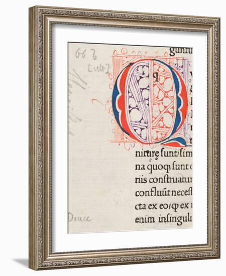 Initial Alphabet Letter Q, 1500-40 (Pen and Red and Purple Ink, with Stencil in Red and Blue Ink On-German School-Framed Giclee Print