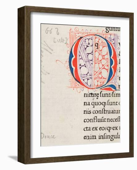 Initial Alphabet Letter Q, 1500-40 (Pen and Red and Purple Ink, with Stencil in Red and Blue Ink On-German School-Framed Giclee Print