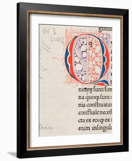 Initial Alphabet Letter Q, 1500-40 (Pen and Red and Purple Ink, with Stencil in Red and Blue Ink On-German School-Framed Giclee Print