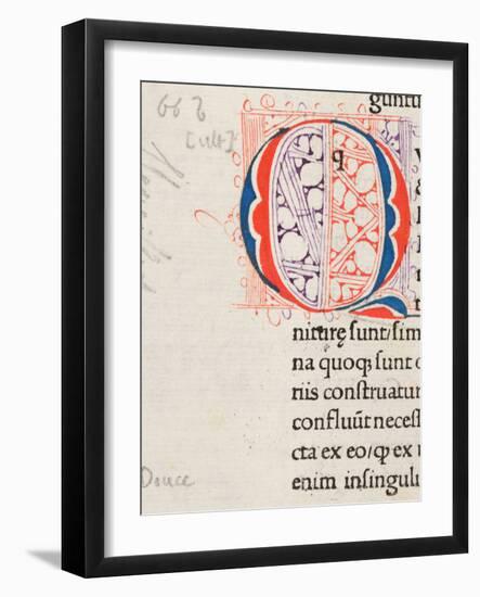 Initial Alphabet Letter Q, 1500-40 (Pen and Red and Purple Ink, with Stencil in Red and Blue Ink On-German School-Framed Giclee Print