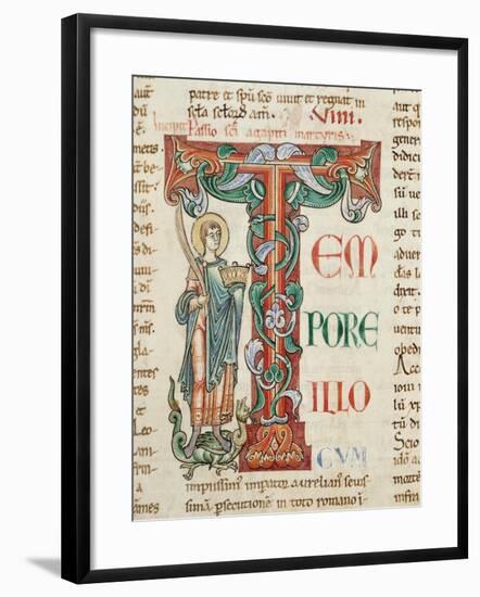 Initial Capital Letter T with Pope Saint Agapetus-null-Framed Giclee Print