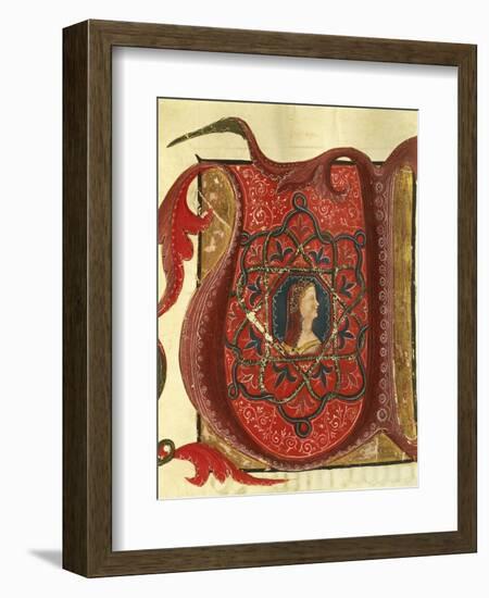 Initial Capital Letter U Depicting the Figure of a Lady, Miniature from a Medieval Manuscript-null-Framed Giclee Print