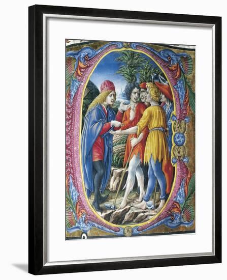 Initial Capital Letter with the Parable of the Tenants-null-Framed Giclee Print