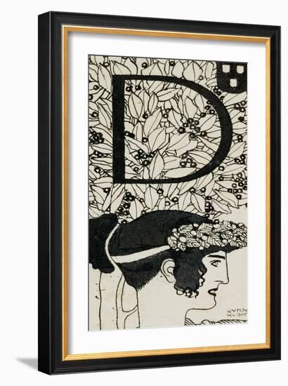 Initial D, Used in the Third Issue of Ver Sacrum, Austria, 1898-Gustav Klimt-Framed Giclee Print