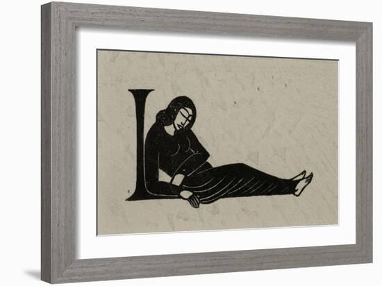 Initial L with Woman, 1929-Eric Gill-Framed Giclee Print