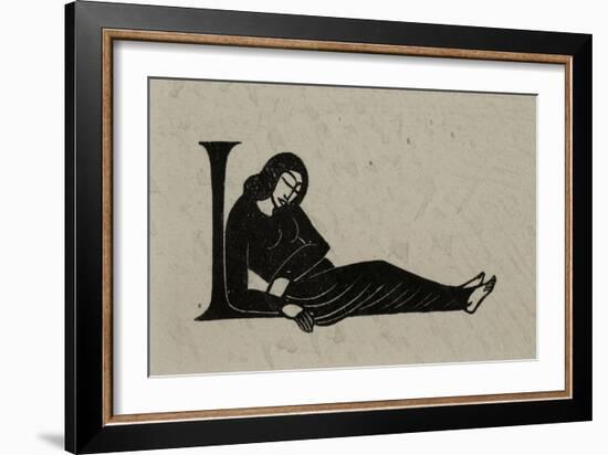 Initial L with Woman, 1929-Eric Gill-Framed Giclee Print